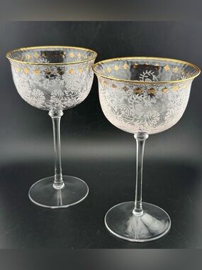 2 KHEN Trevi Champagne Coupe Cocktail Glassware.